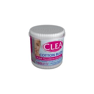 Clea Cotton buds in round plastic box - 100pcs