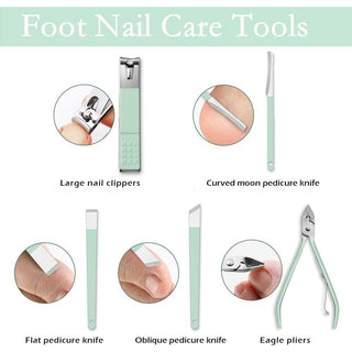 Nail care Set - light blue Leather Travel Case