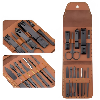 Brown Nail Clipper Set in 1 travel size bag - 12pcs