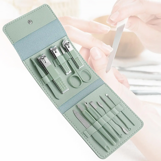 Nail care Tools 12 pcs with Leather Travel Case