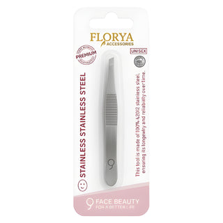 Florya - Stainless steel tweezers - Angled with rough grip